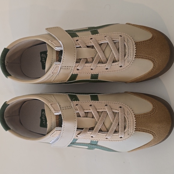 KIDS Onitsuka Tiger Mexico 66 Kill Bill Tan and Green Sneakers - Picture 3 of 9